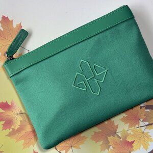 New Ettinger London vibrant embroidered logo leather canvas clutch makeup pouch